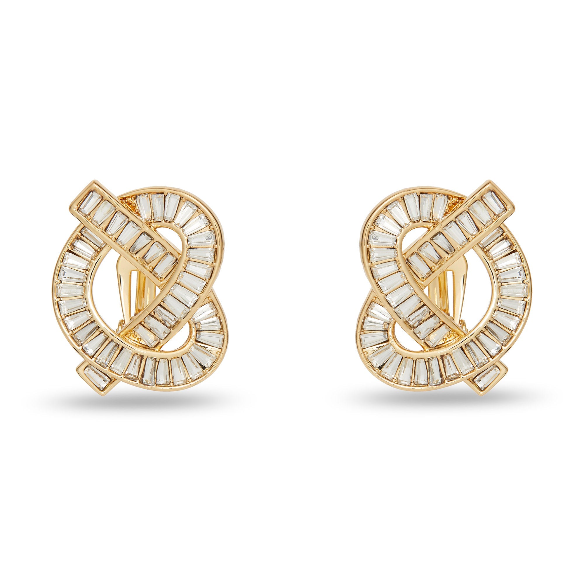 Lele Sadoughi EARRINGS ONE SIZE GOLD CRYSTAL PRETZEL CLIP ON EARRINGS