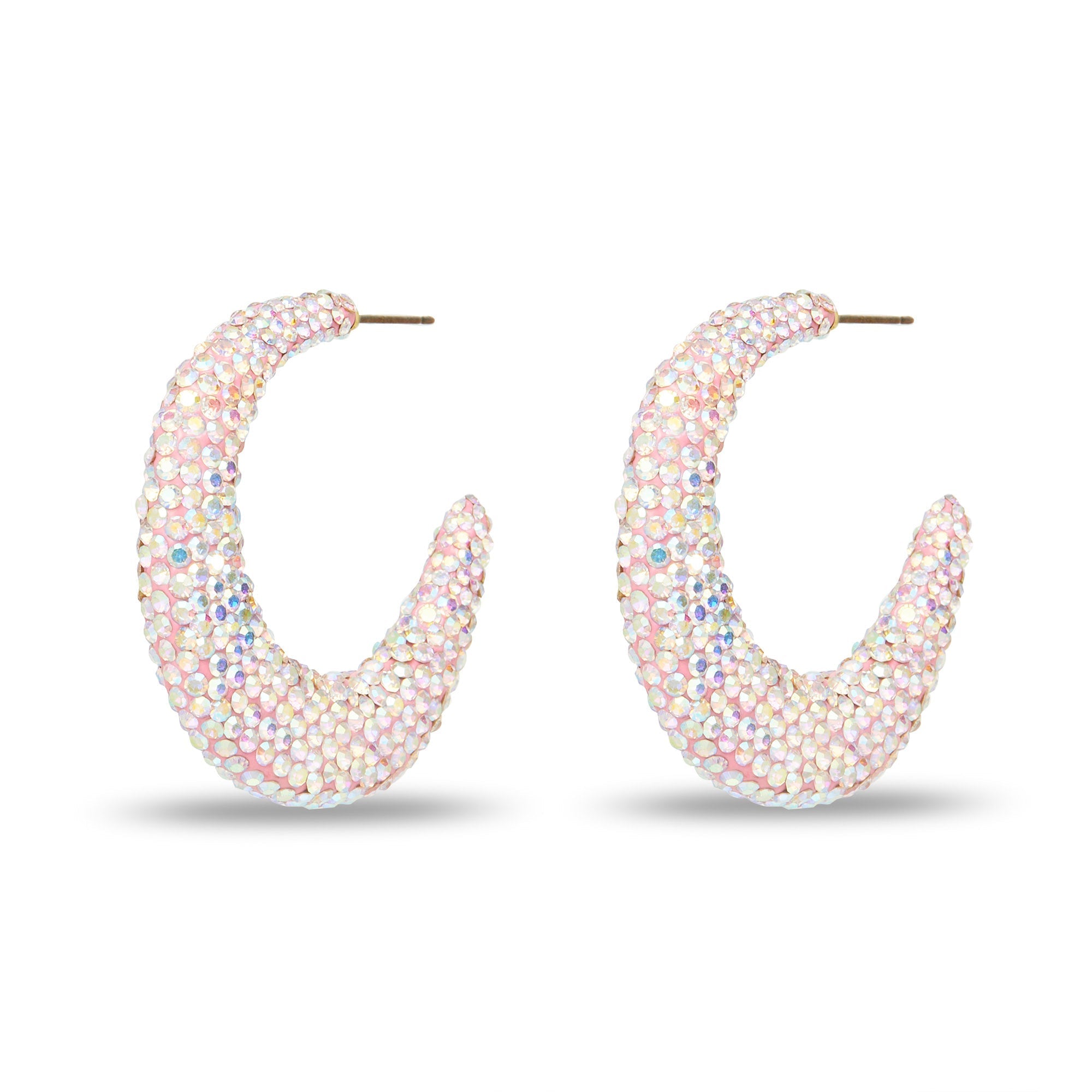 Lele Sadoughi EARRINGS ONE SIZE HOLOGRAPHIC CRYSTAL ARCHER PAVE HOOP EARRINGS