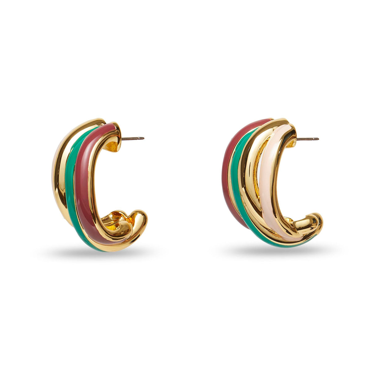 Lele Sadoughi EARRINGS ONE SIZE JADE MULTI STACKING HOOP EARRINGS