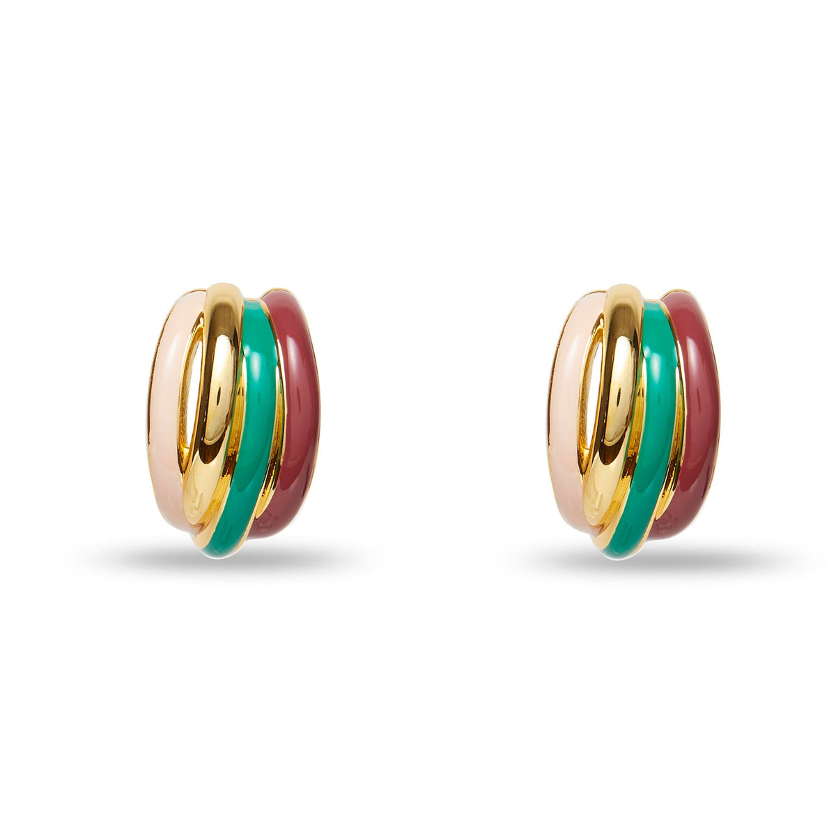 Lele Sadoughi EARRINGS ONE SIZE JADE MULTI STACKING HOOP EARRINGS