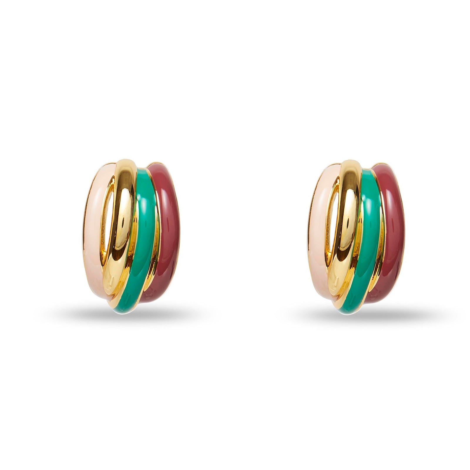 Lele Sadoughi EARRINGS ONE SIZE JADE MULTI STACKING HOOP EARRINGS