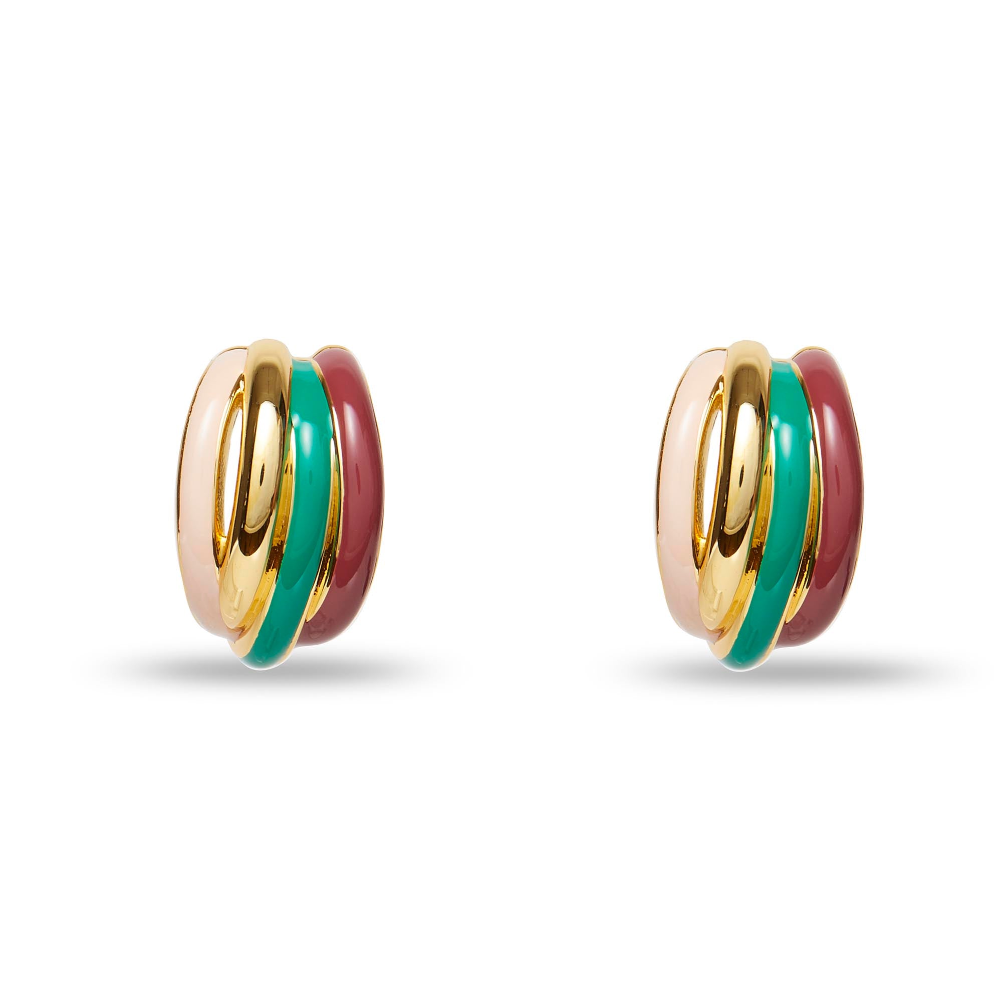 Lele Sadoughi EARRINGS ONE SIZE JADE MULTI STACKING HOOP EARRINGS