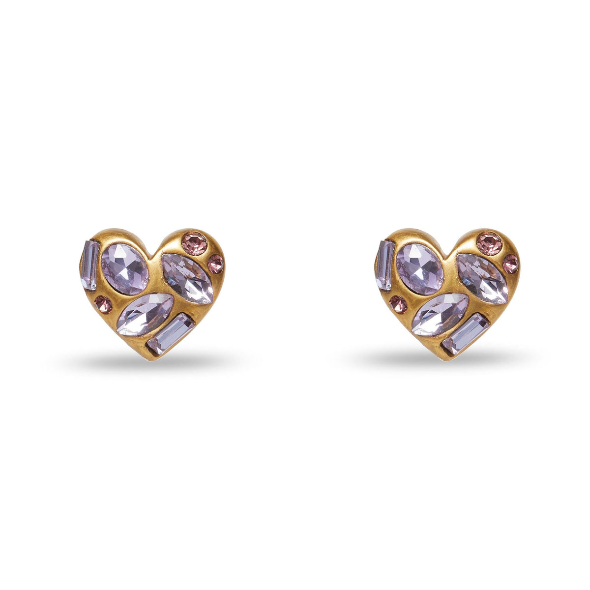 Lele Sadoughi EARRINGS ONE SIZE LILAC MOLTEN HEART BUTTON EARRINGS