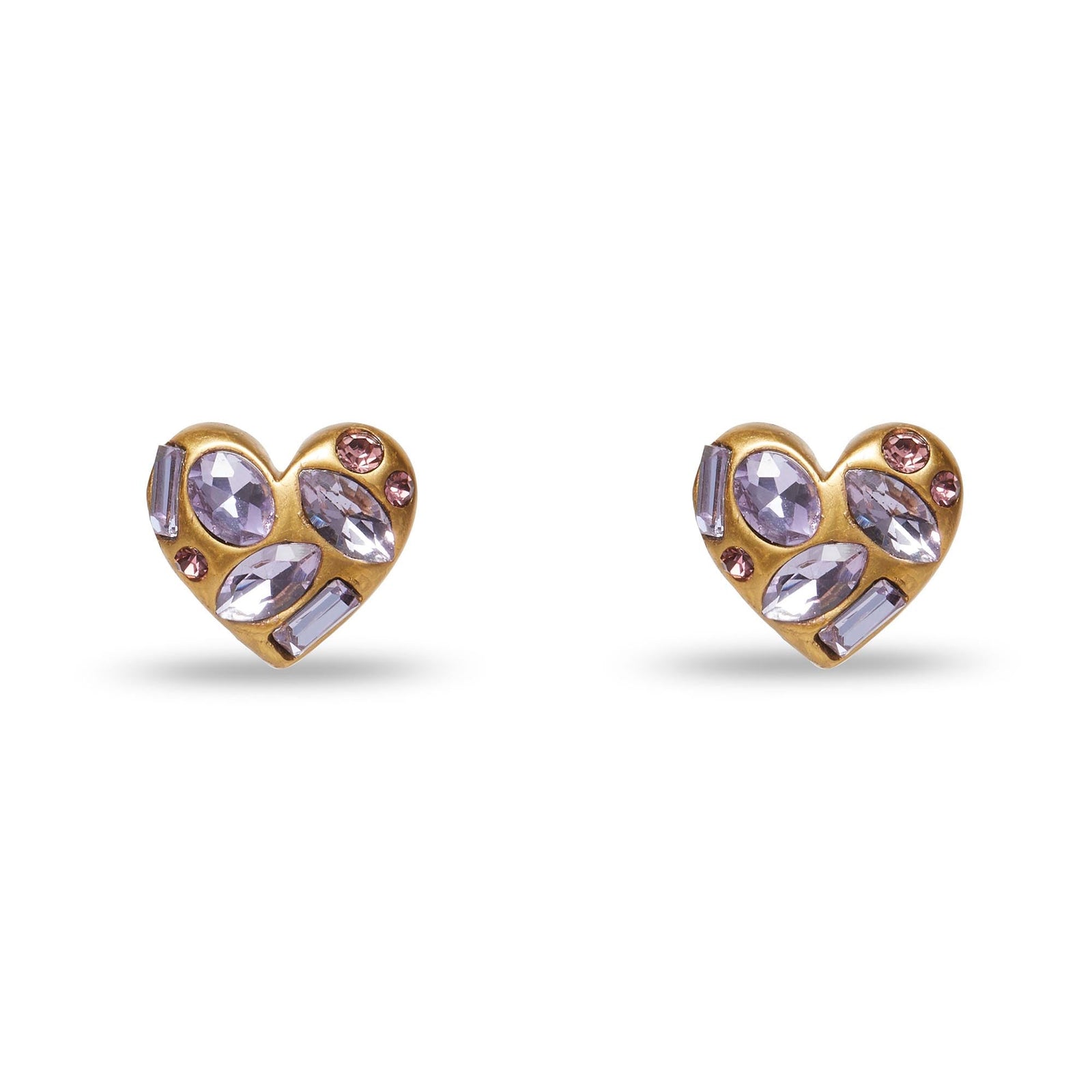 Lele Sadoughi EARRINGS ONE SIZE LILAC MOLTEN HEART BUTTON EARRINGS