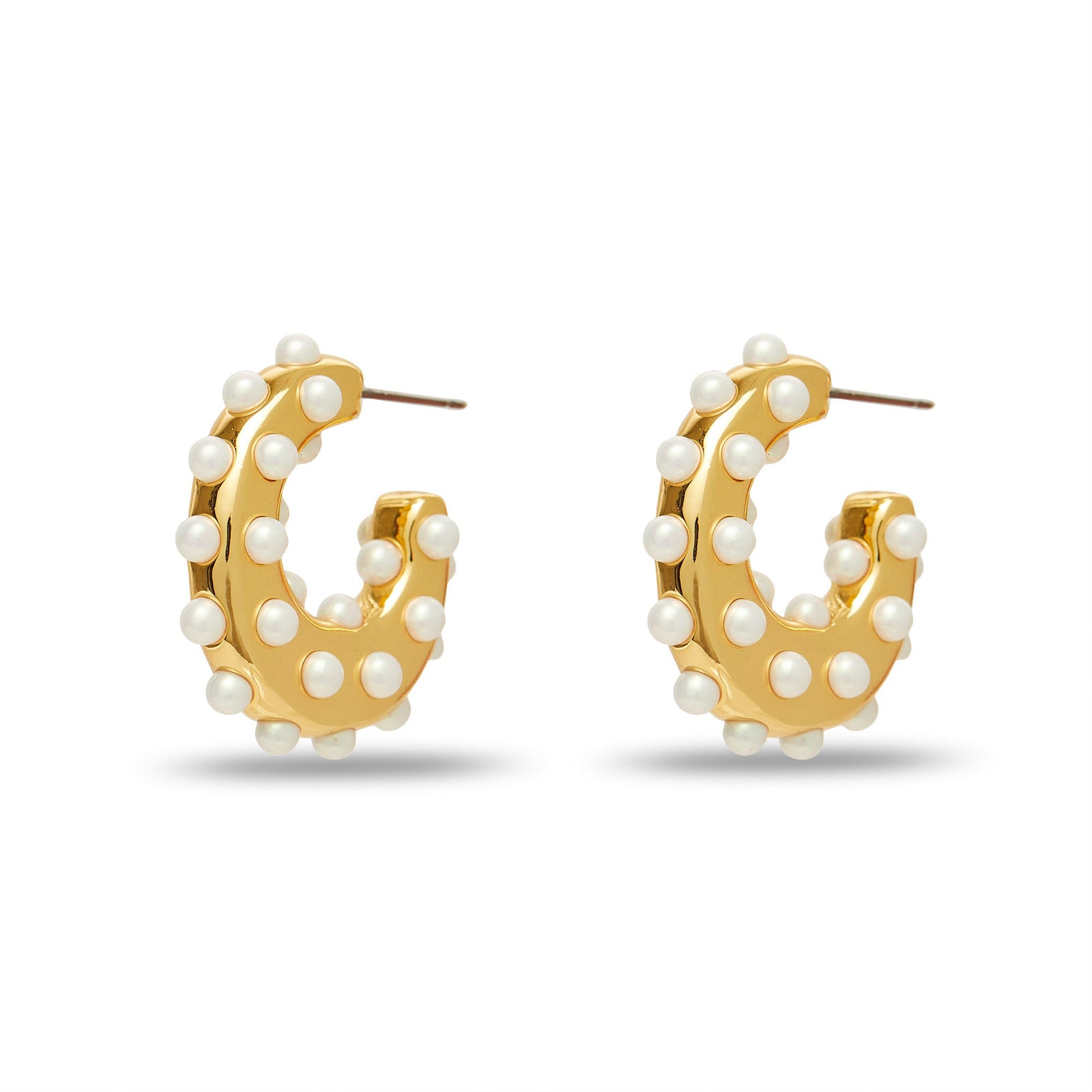 Lele Sadoughi EARRINGS ONE SIZE PEARL ARCHER MINI HOOP EARRINGS