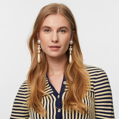 Lele Sadoughi EARRINGS ONE SIZE PEARL COPACABANA LINEAR EARRINGS