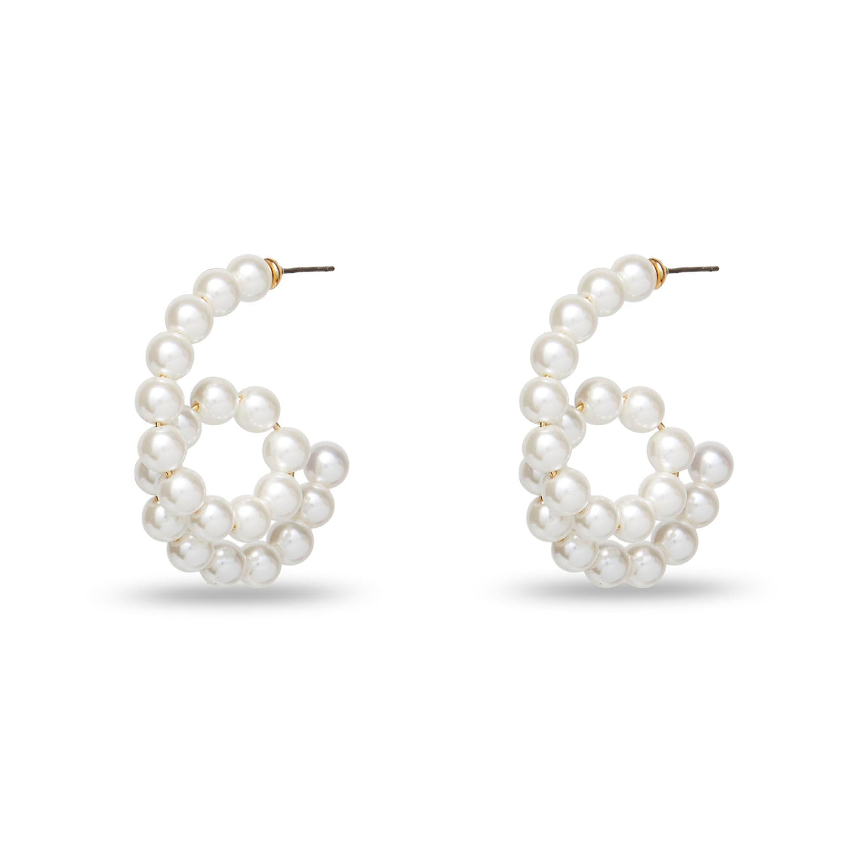 Lele Sadoughi EARRINGS ONE SIZE PEARL LOOP-DE-LOOP HOOP EARRINGS