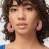 Lele Sadoughi EARRINGS ONE SIZE SHELL PINK PAVE DOME HOOP CLIP-ON EARRINGS