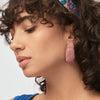 Lele Sadoughi EARRINGS ONE SIZE SHELL PINK PAVE DOME HOOP CLIP-ON EARRINGS