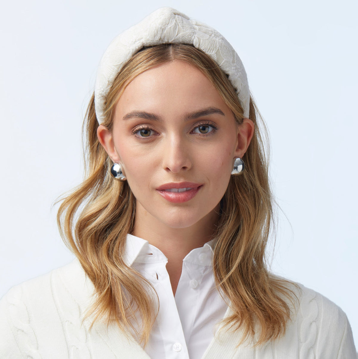 Lele Sadoughi EARRINGS ONE SIZE SILVER DOME BUTTON EARRINGS