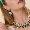 Lele Sadoughi EARRINGS ONYX TURQUOISE STONE LOTUS EARRINGS