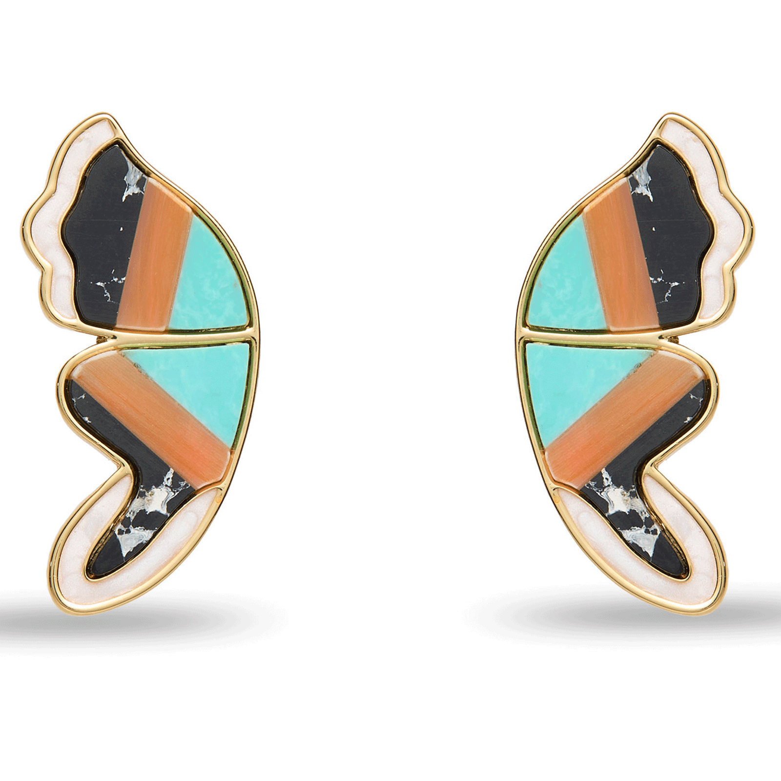 Lele Sadoughi EARRINGS PAINTED MESA WILD BUTTERFLY WING CLIP-ON  BUTTON EARRINGS