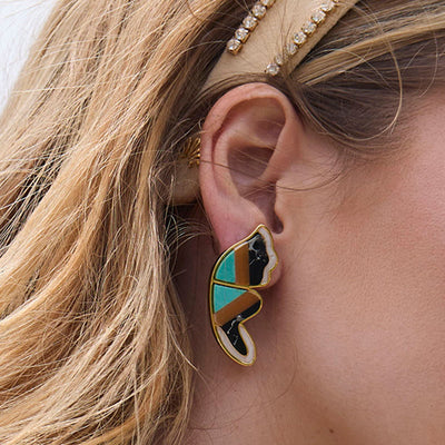 Lele Sadoughi EARRINGS PAINTED MESA WILD BUTTERFLY WING CLIP-ON  BUTTON EARRINGS
