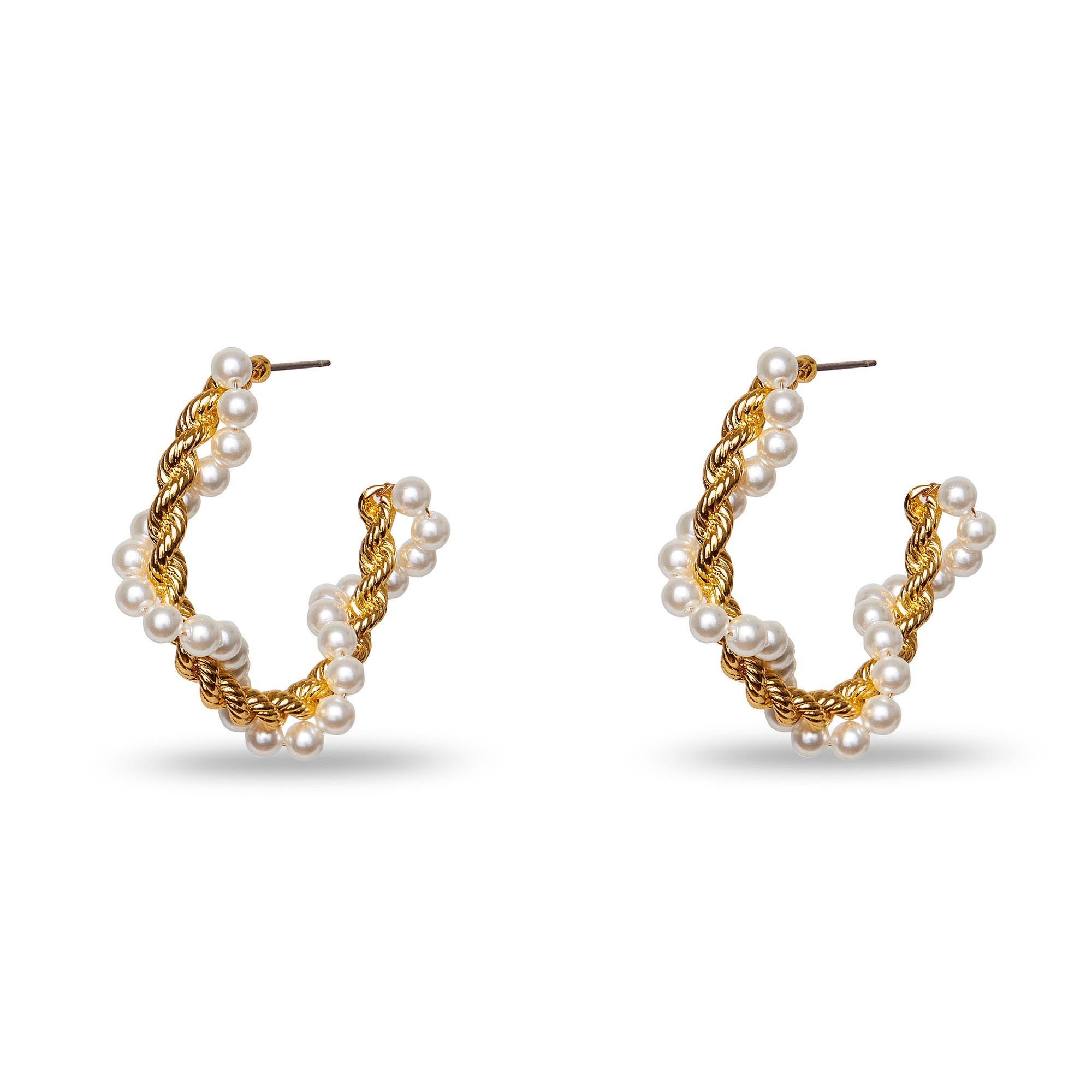 Lele Sadoughi EARRINGS PEARL ROPE TWIST HOOP EARRINGS