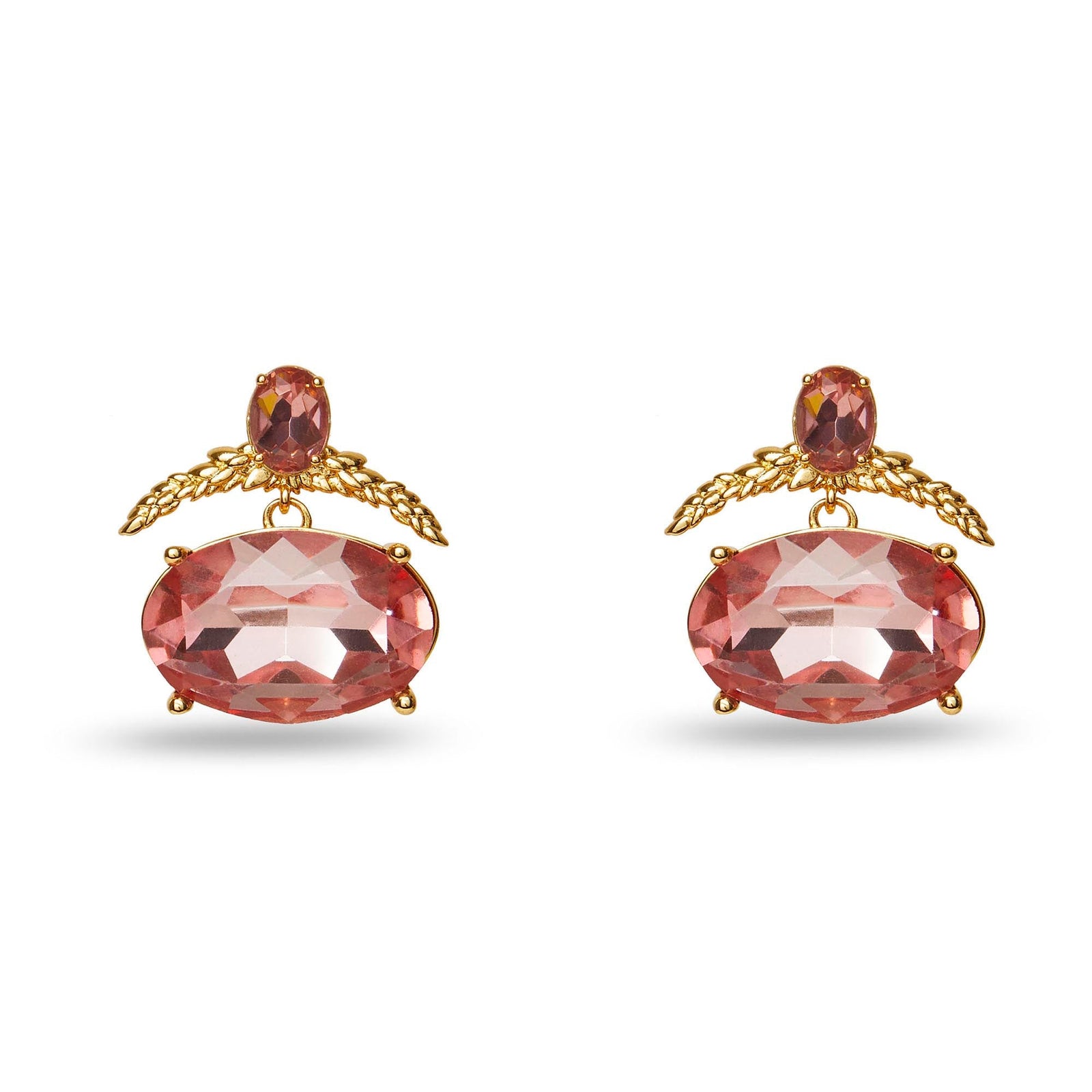 ROSE BLUSH GILTWOOD DROP CRYSTAL EARRINGS