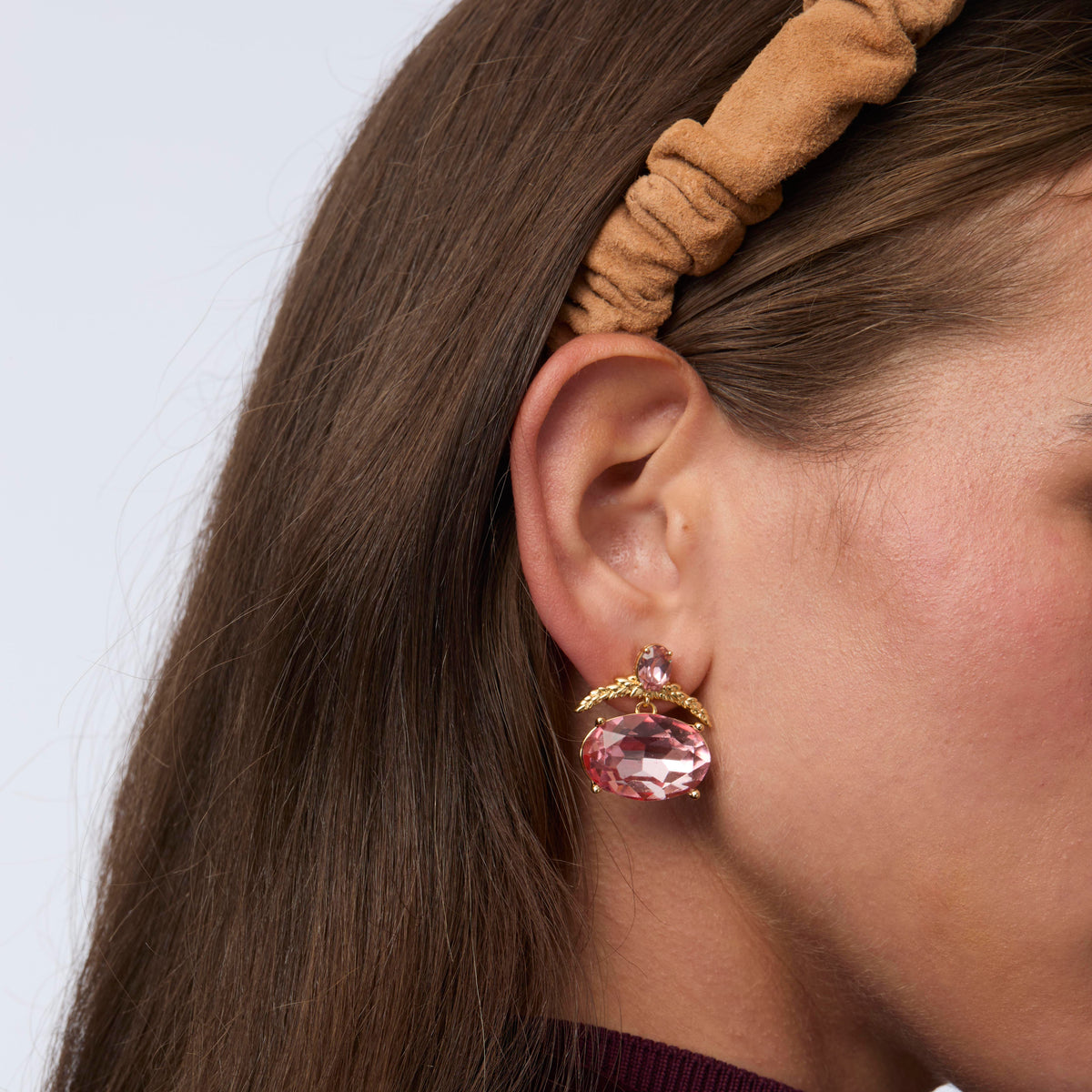 Lele Sadoughi EARRINGS ROSE BLUSH GILTWOOD DROP CRYSTAL EARRINGS