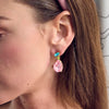 Lele Sadoughi EARRINGS ROSE TURQUOISE SWAROVSKI LINEAR CRYSTAL EARRINGS