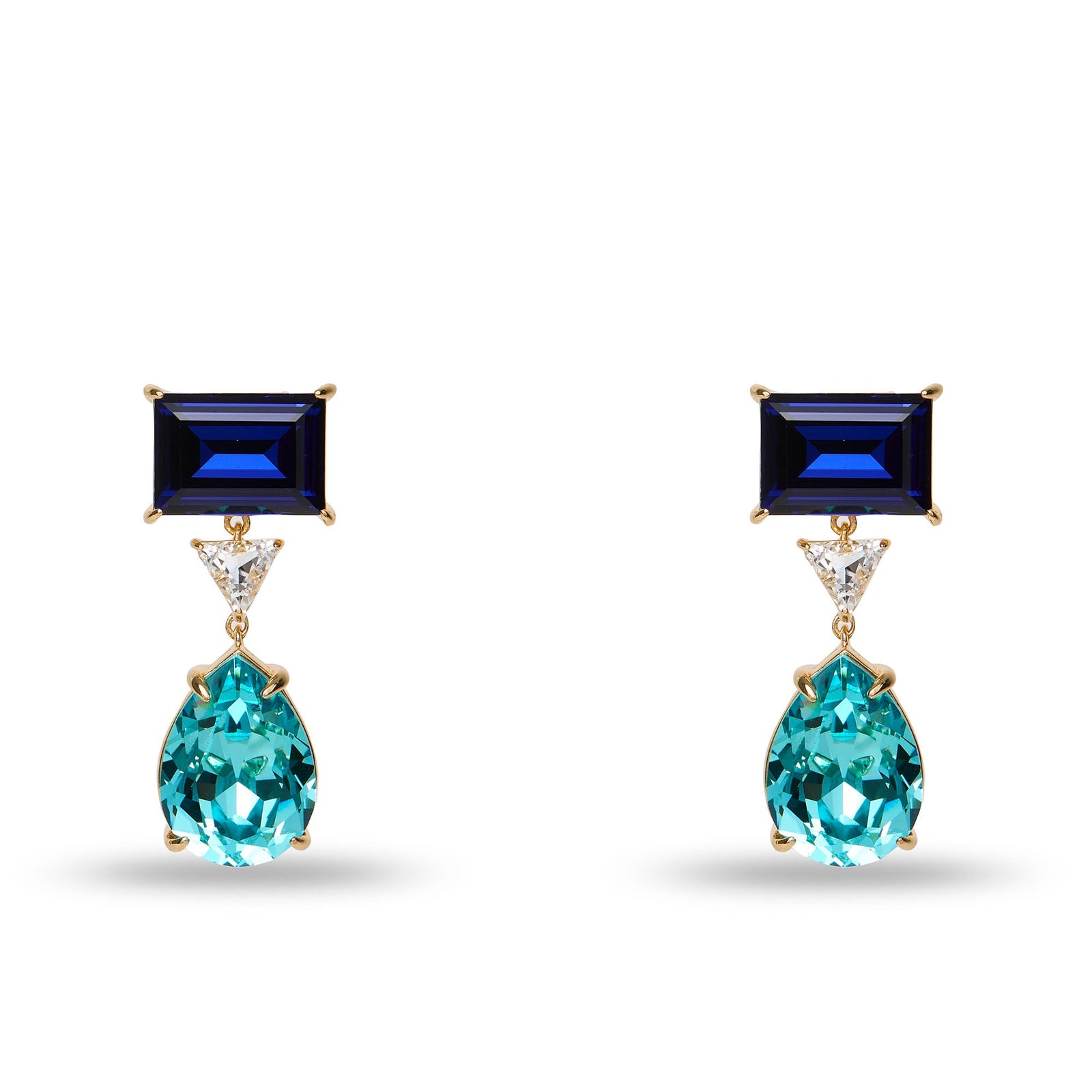 Lele Sadoughi EARRINGS SAPPHIRE TURQUOISE SWAROVSKI LINEAR CRYSTAL EARRINGS