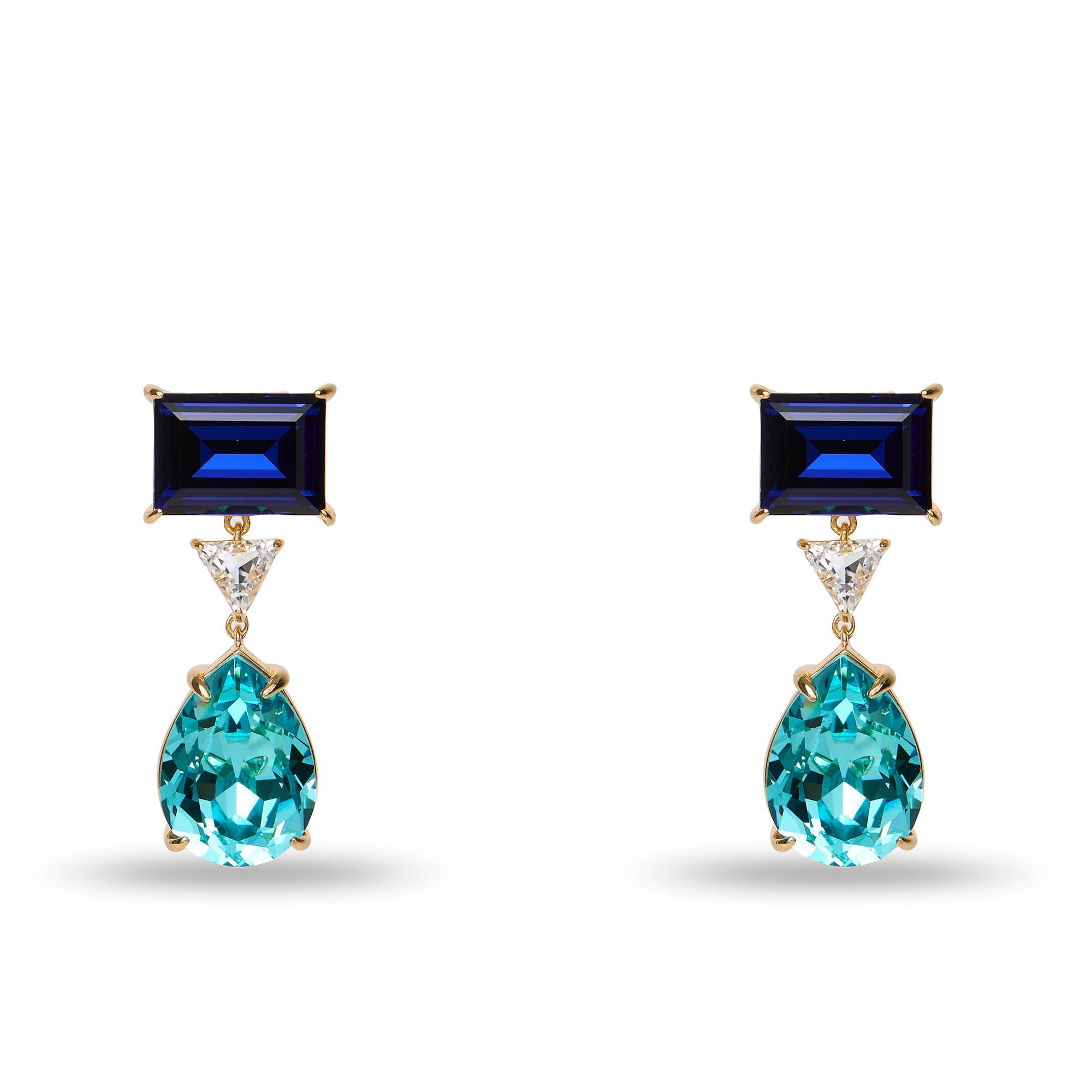 Lele Sadoughi EARRINGS SAPPHIRE TURQUOISE SWAROVSKI LINEAR CRYSTAL EARRINGS