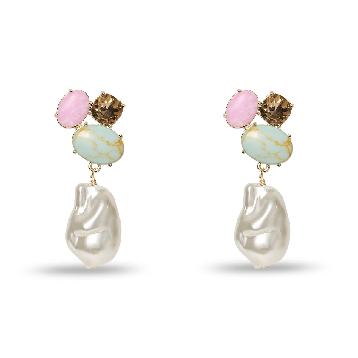 Lele Sadoughi EARRINGS SEAFOAM IRIS WORTH AVE PEARL DANGLE CLUSTER EARRINGS