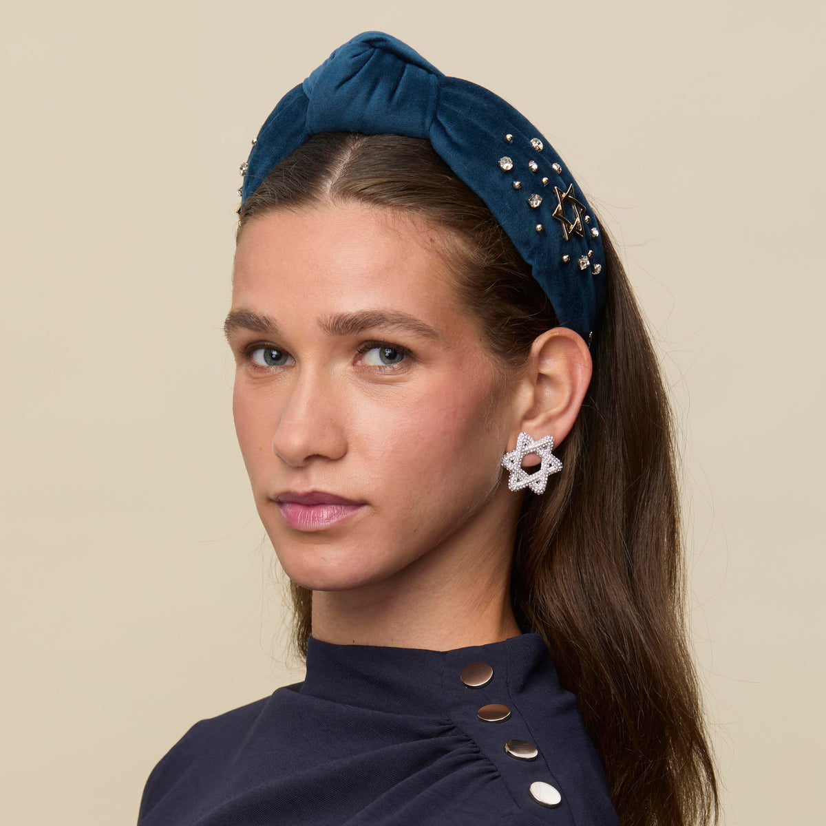 Lele Sadoughi EARRINGS SILVER PAVE STAR OF DAVID EARRINGS