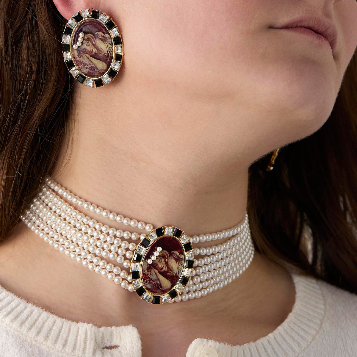 Lele Sadoughi EARRINGS SLEEPING BEAUTY CAMEO EARRINGS