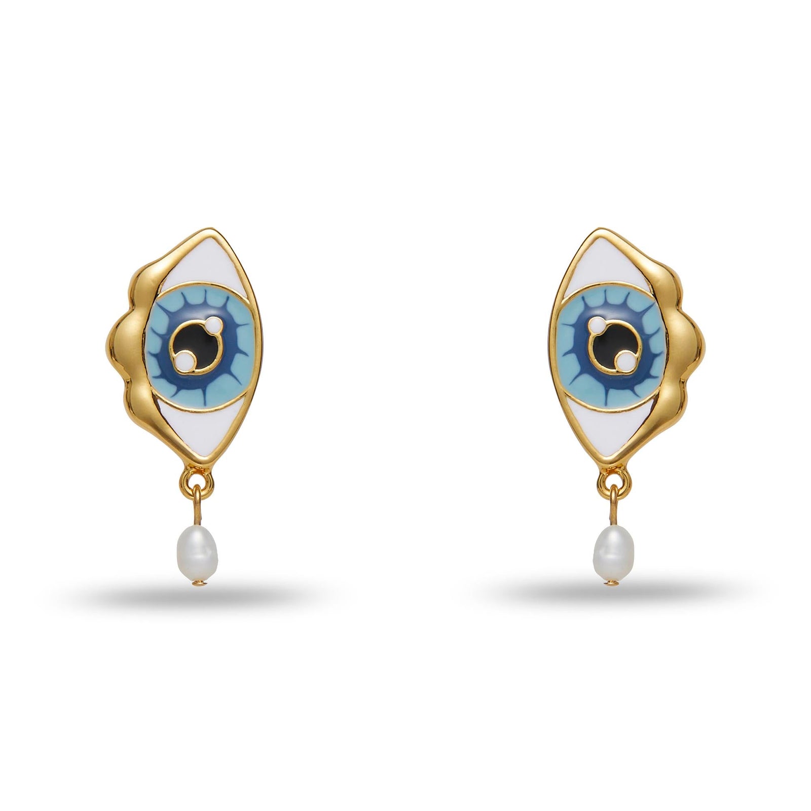 LELE SADOUGHI EARRINGS STONE BLUE EVIL EYE PEARL DROP EARRING