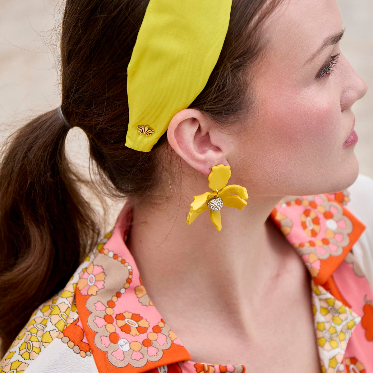 Lele Sadoughi EARRINGS SUNFLOWER SMALL CRYSTAL LILY EARRING