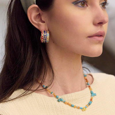 Lele Sadoughi EARRINGS THE MET X LELE EGYPTIAN TRIO ENAMEL HOOP EARRINGS