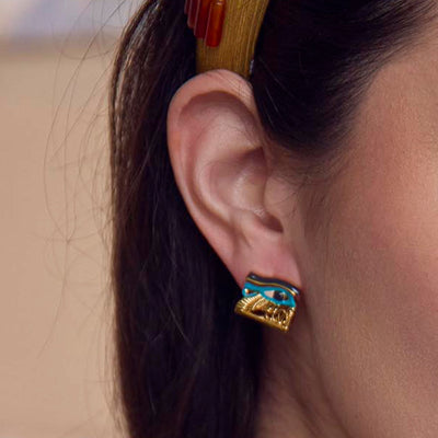 Lele Sadoughi EARRINGS THE MET X LELE TURQUOISE WEDJAT EYE STUD EARRINGS