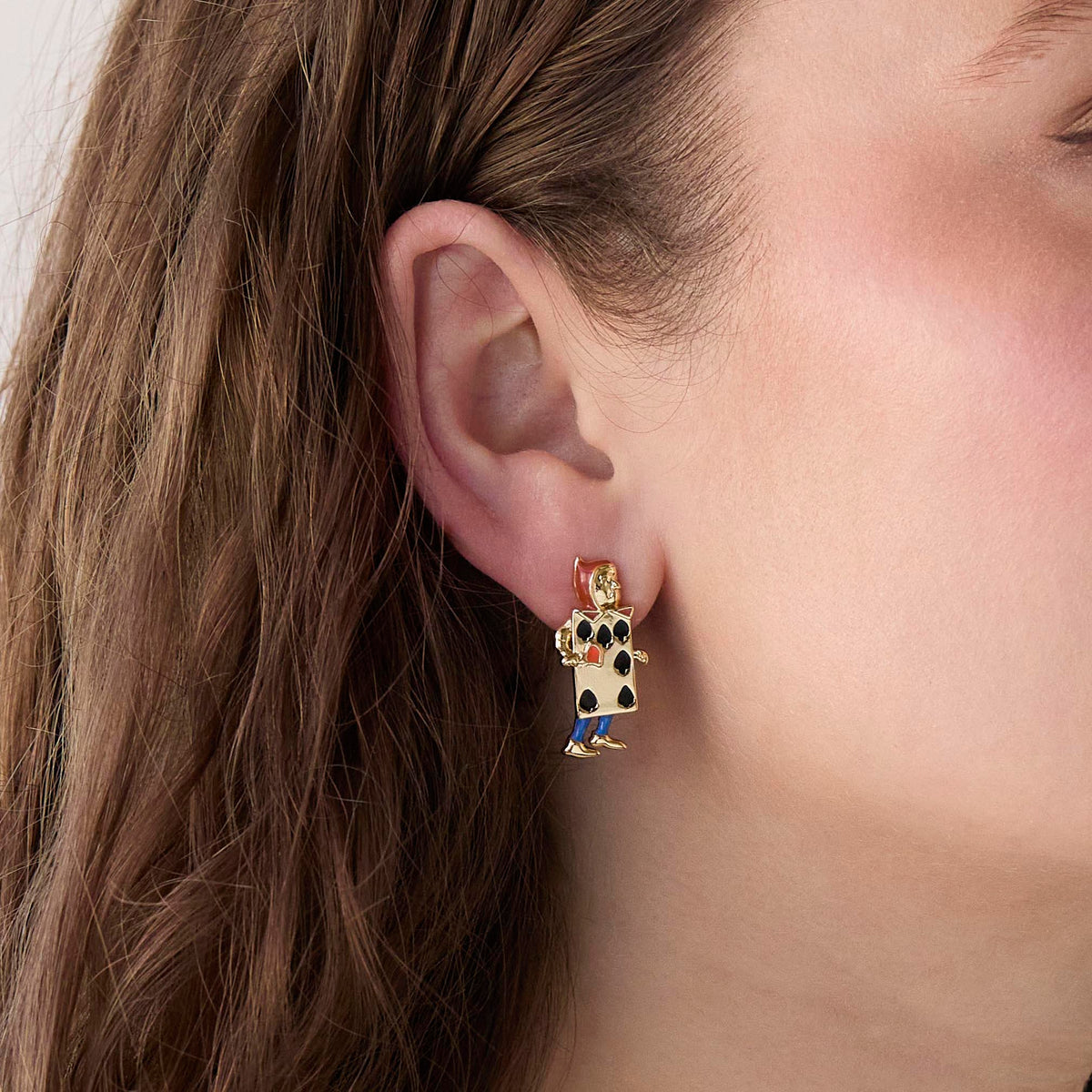 Lele Sadoughi EARRINGS THE NURSERY ALICE CARD SOLDIER BUTTON EARRING