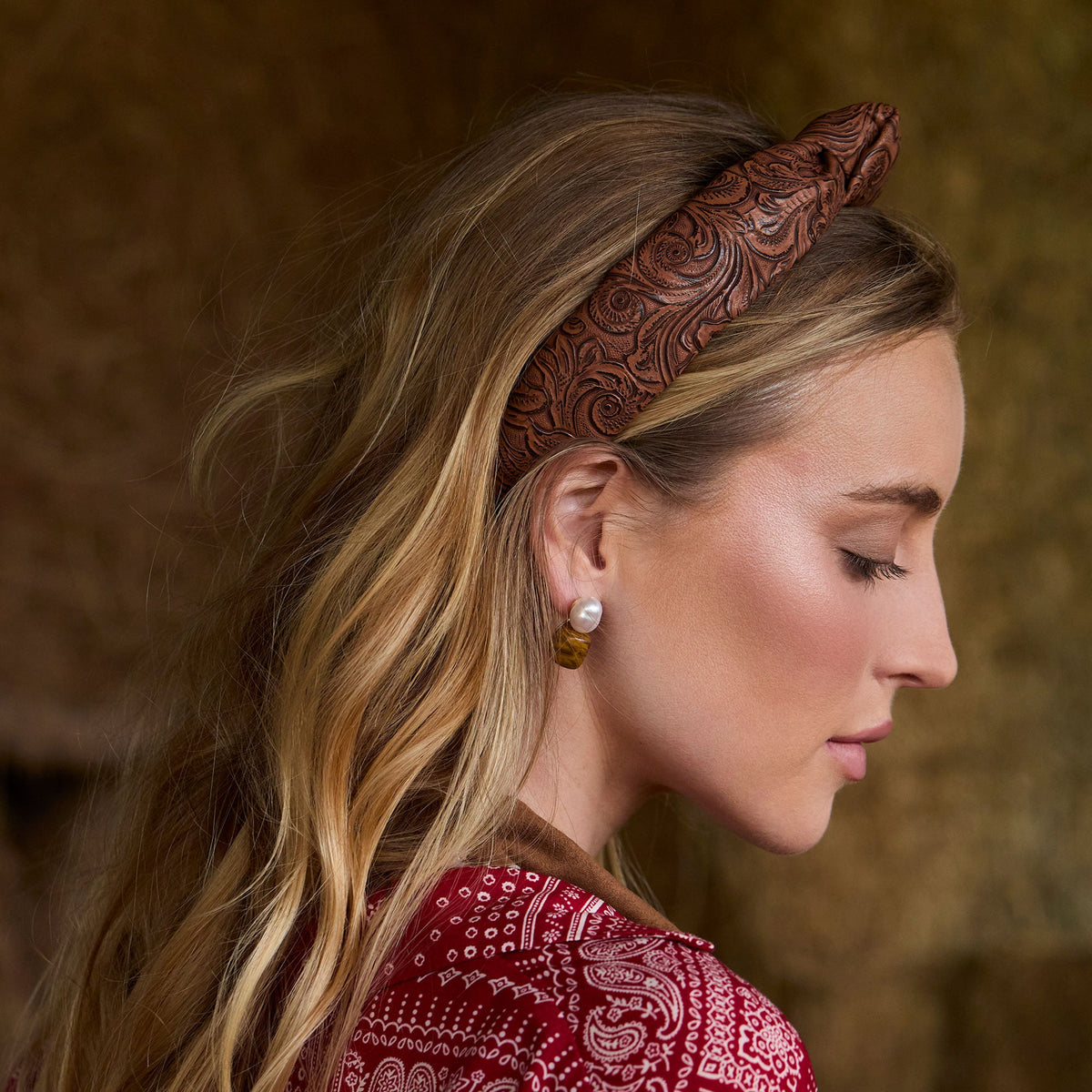 Lele Sadoughi EARRINGS TIGERS EYE PEBBLE STUD EARRING