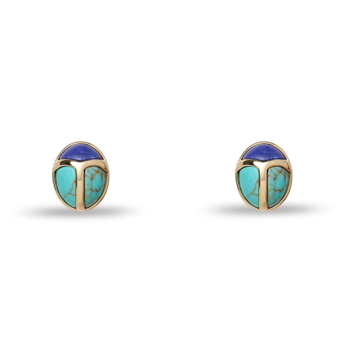 Lele Sadoughi EARRINGS TURQUOISE LAPIS STONE SCARAB STUD EARRINGS
