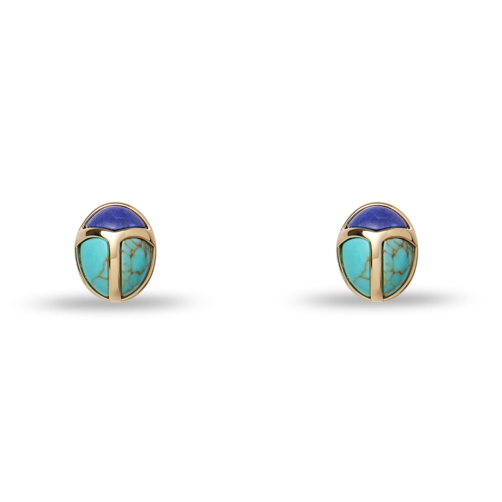 Lele Sadoughi EARRINGS TURQUOISE LAPIS STONE SCARAB STUD EARRINGS
