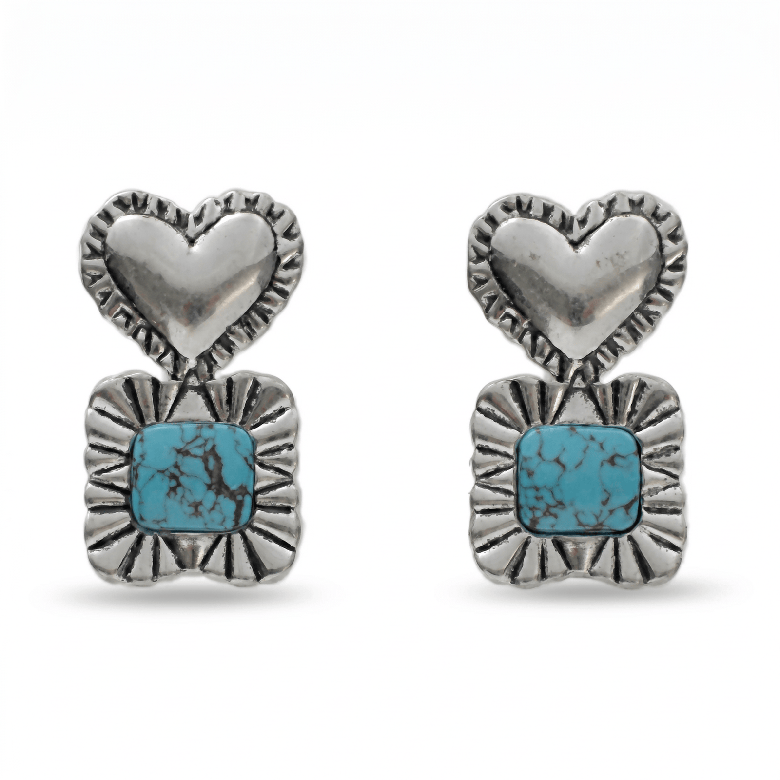 Lele Sadoughi EARRINGS TURQUOISE RUFFLE HEART STONE EARRINGS
