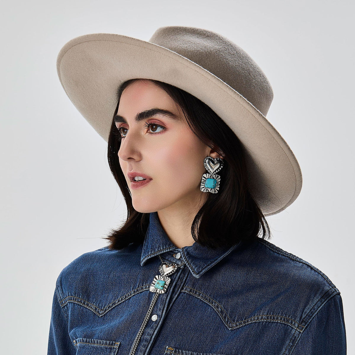 Lele Sadoughi EARRINGS TURQUOISE RUFFLE HEART STONE EARRINGS