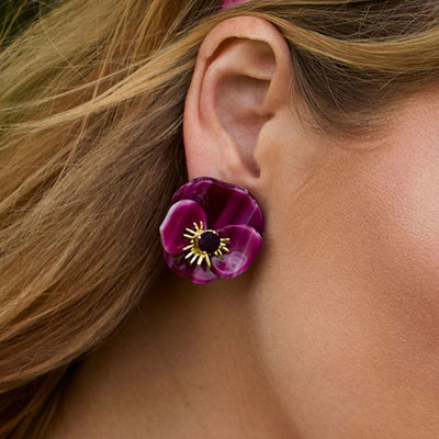 Lele Sadoughi EARRINGS WILDBERRY PANSY BUTTON EARRINGS