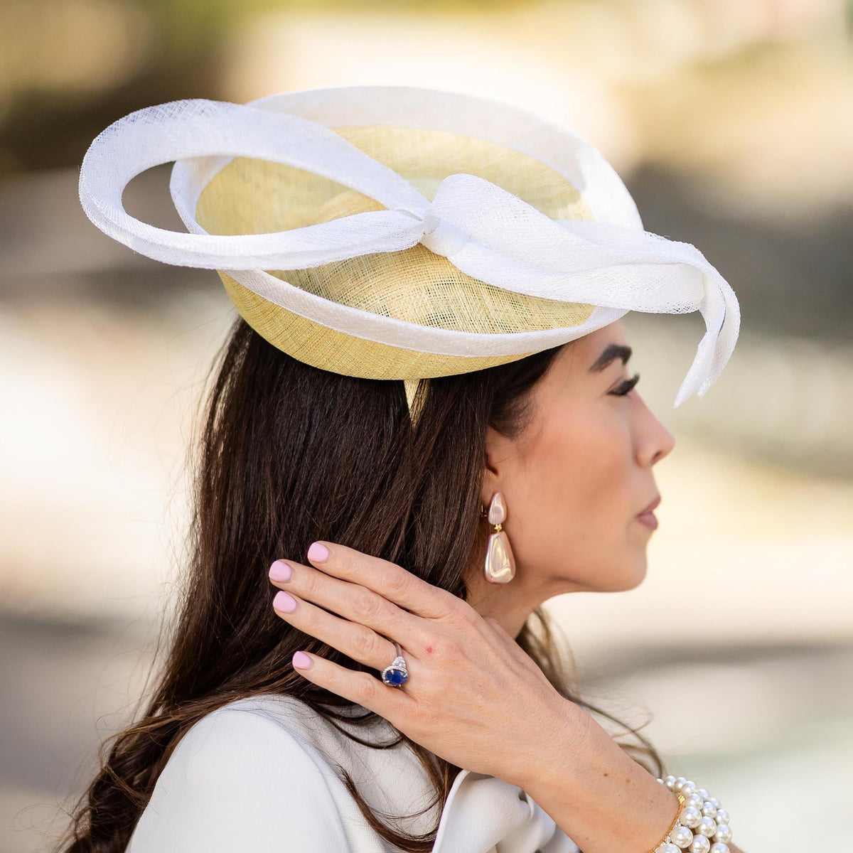 LELE SADOUGHI GOLDEN WHEAT MARIAN FASCINATOR