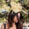 LELE SADOUGHI GOLDEN WHEAT TEARDROP PILLBOX FASCINATOR