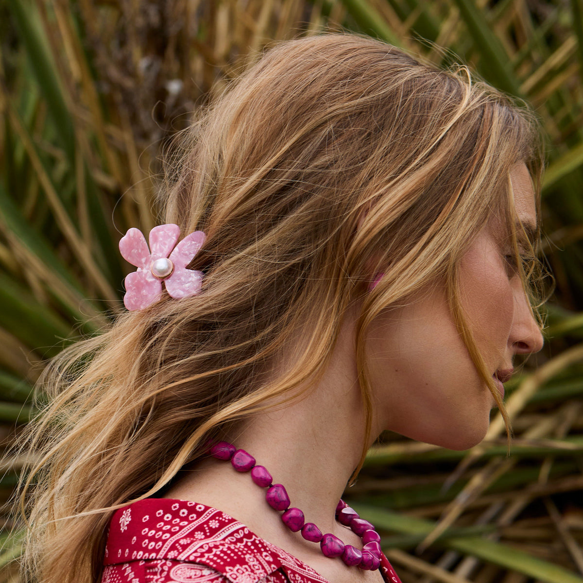 Lele Sadoughi HAIR ACCESSORIES DUSTY ROSE LILY CLAW CLIP