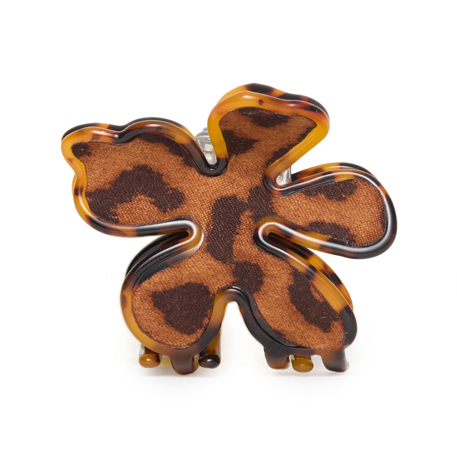 Lele Sadoughi HAIR ACCESSORIES LEOPARD FLOCKED LILY CLAW CLIP