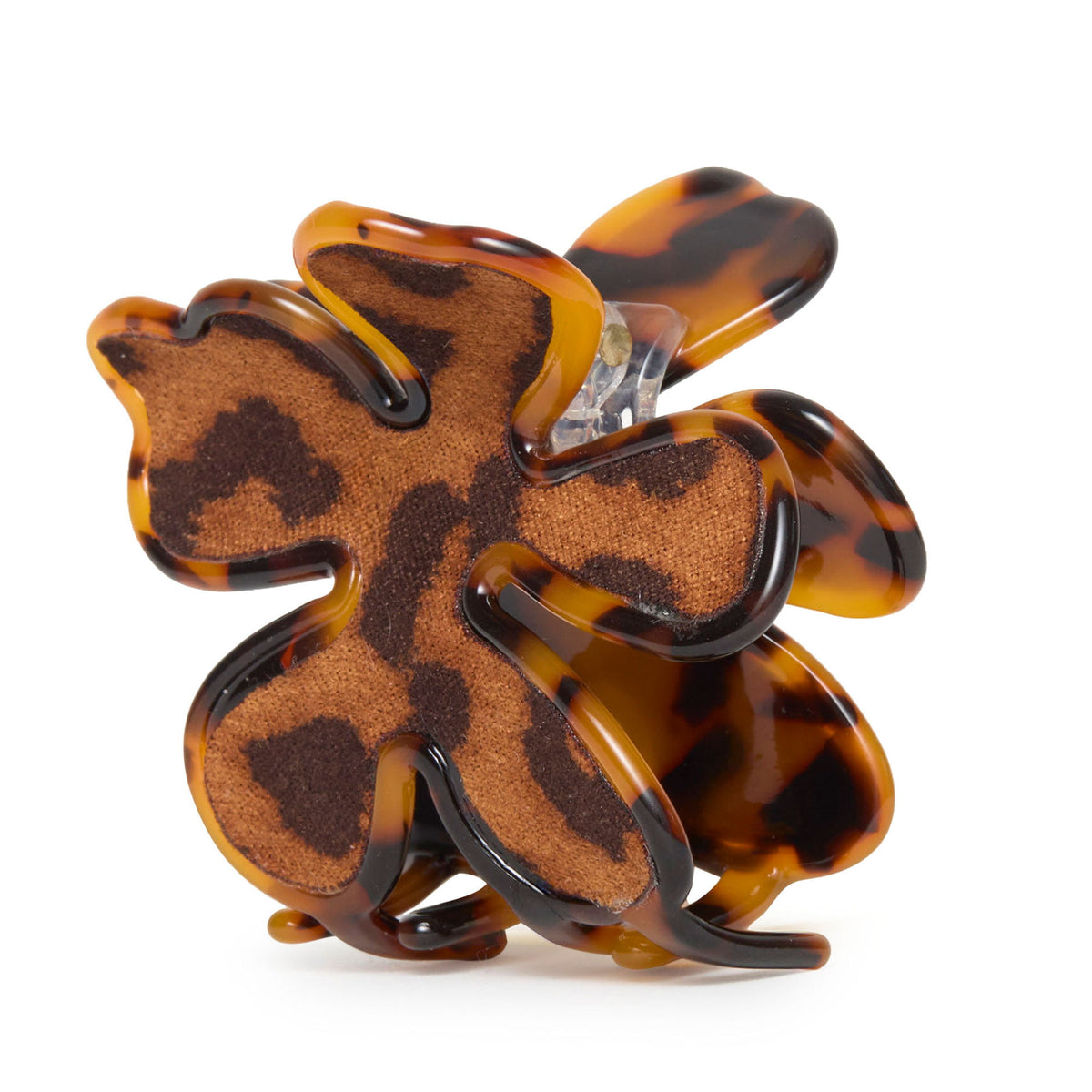 Lele Sadoughi HAIR ACCESSORIES LEOPARD FLOCKED LILY CLAW CLIP