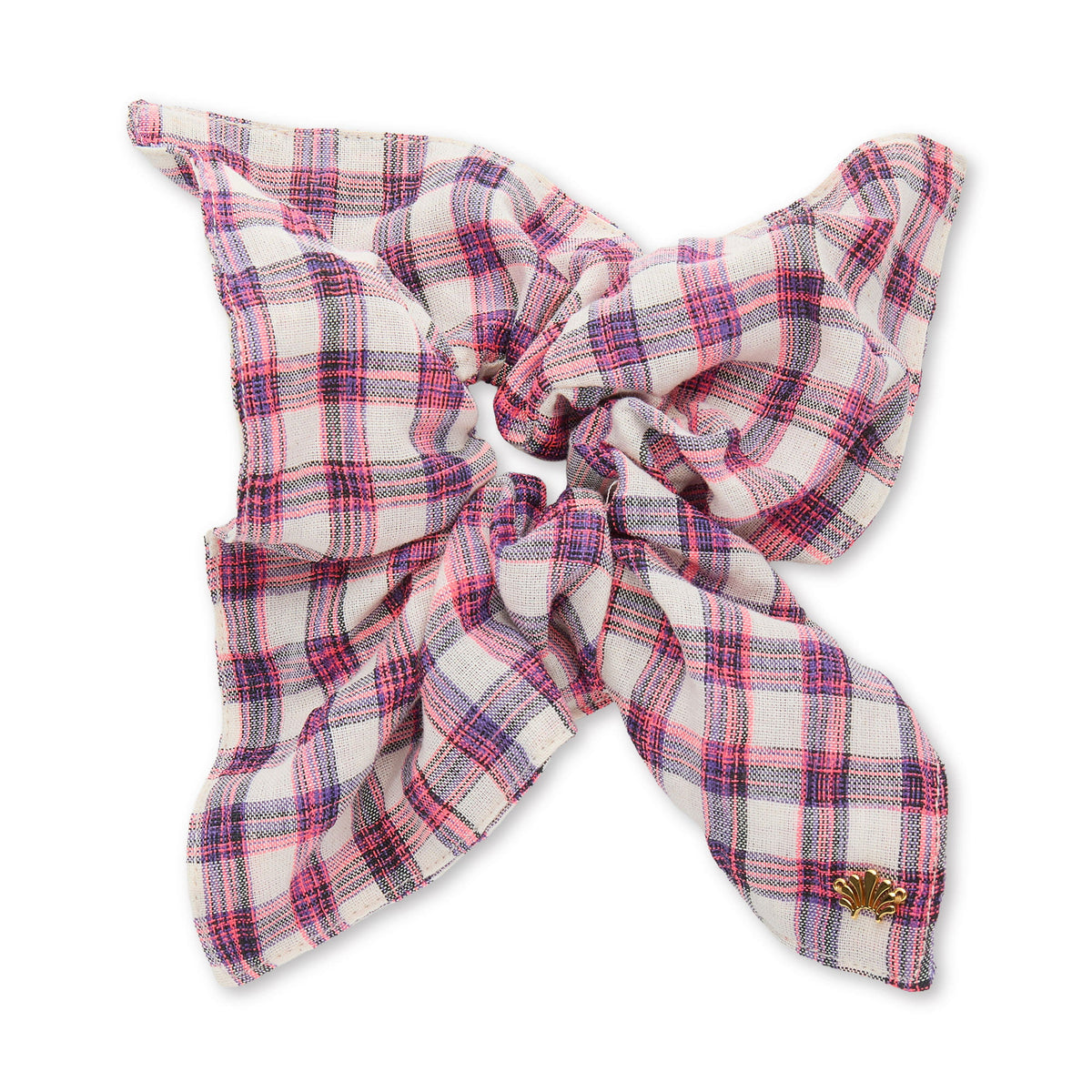 Lele Sadoughi HAIR ACCESSORIES WILDBERRY SQUARE PLAID SCRUNCHIE