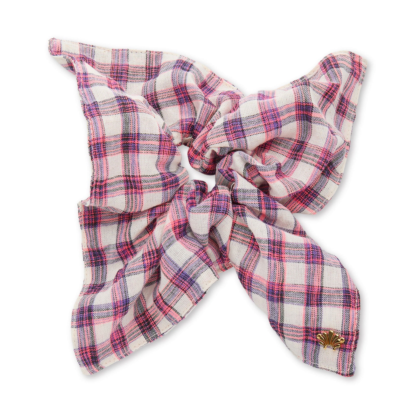 Lele Sadoughi HAIR ACCESSORIES WILDBERRY SQUARE PLAID SCRUNCHIE