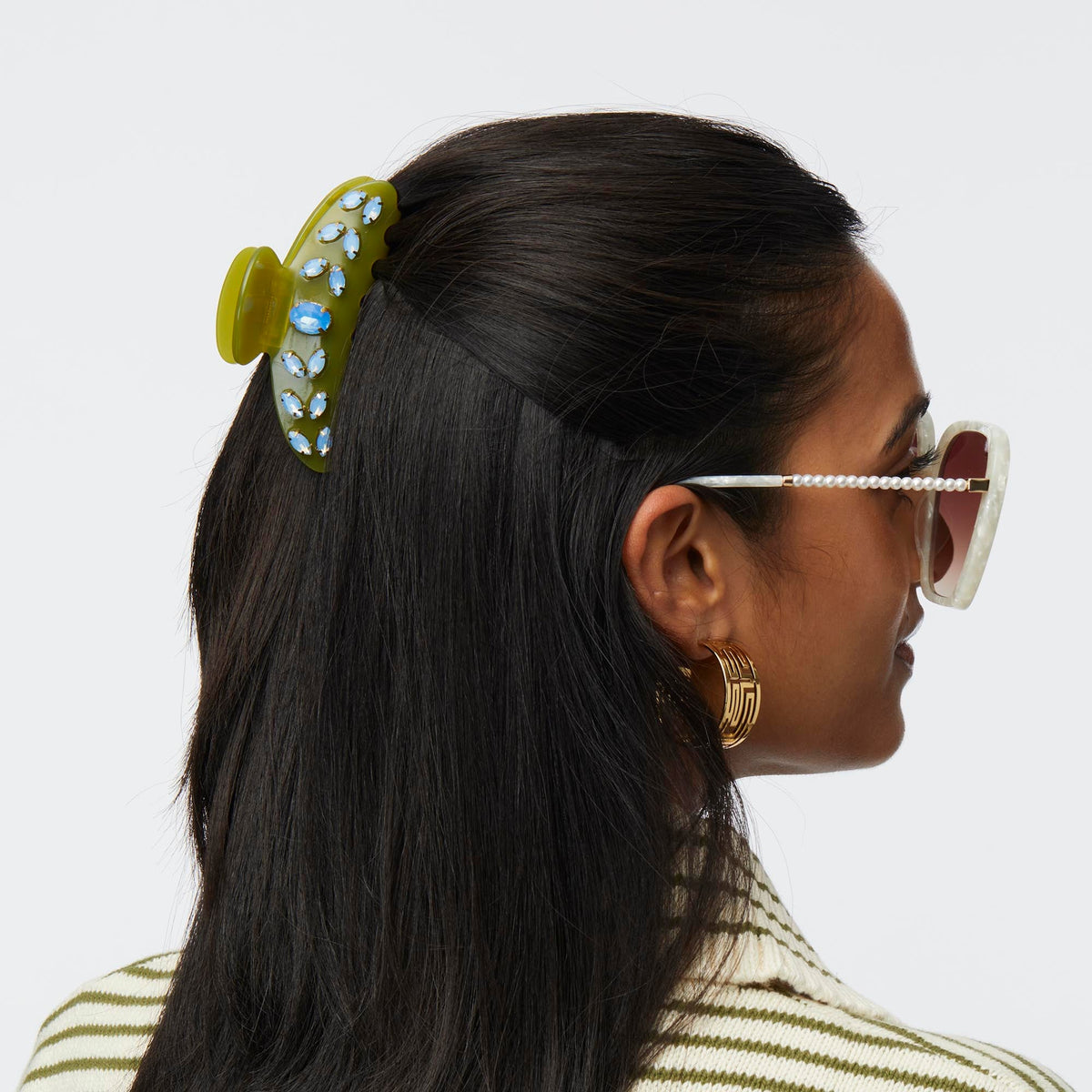 LELE SADOUGHI HAIR AVOCADO LARGE CRYSTAL CLAW CLIP