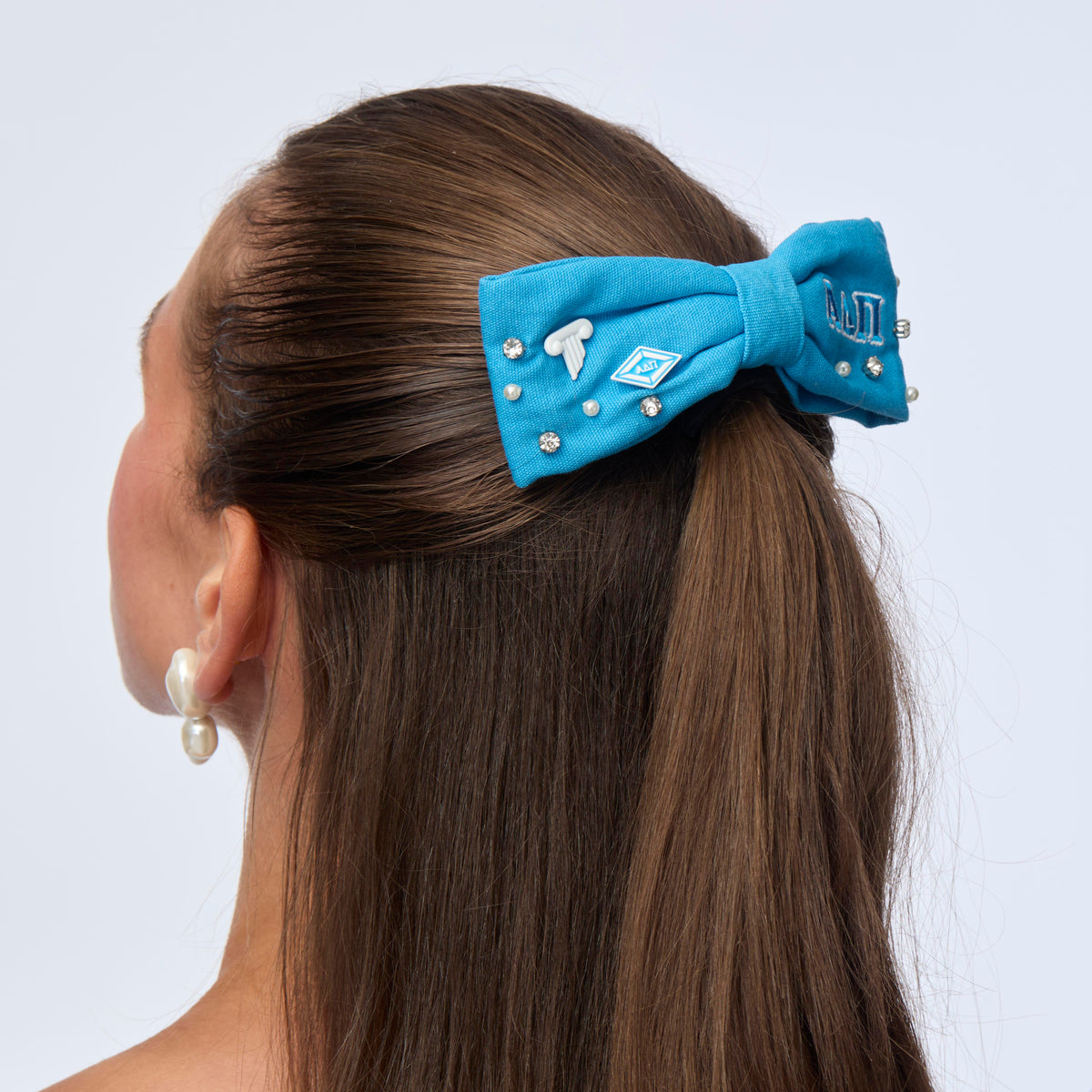 LELE SADOUGHI HAIR AZURE BLUE ALPHA DELTA PI RILEY BOW