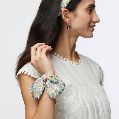 LELE SADOUGHI HAIR CALIFORNIA BLOOM PENNY LIBERTY CRYSTAL TRIM BOW SCRUNCHIE