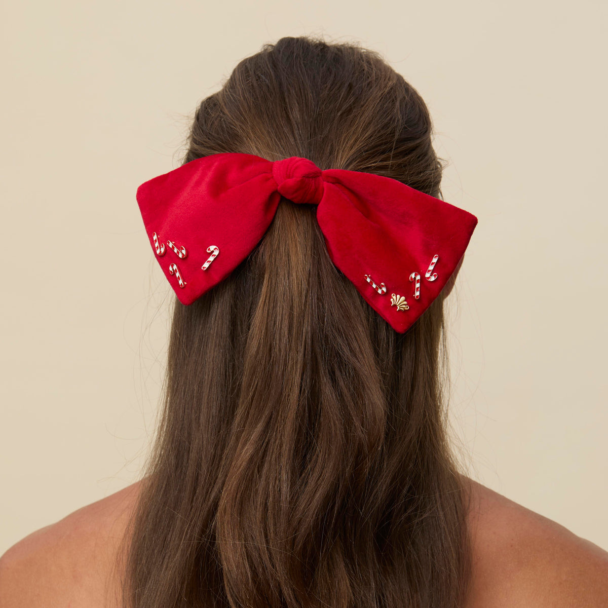 Lele Sadoughi HAIR CANDY PALOMA CANDY CANE BOW BARRETTE
