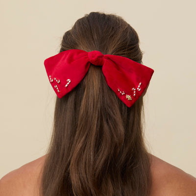 Lele Sadoughi HAIR CANDY PALOMA CANDY CANE BOW BARRETTE