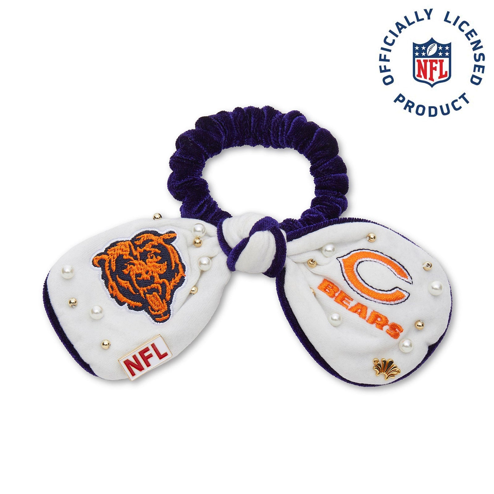 Lele Sadoughi HAIR CHICAGO BEARS LELE X NFL IVORY BOW SCRUNCHIE